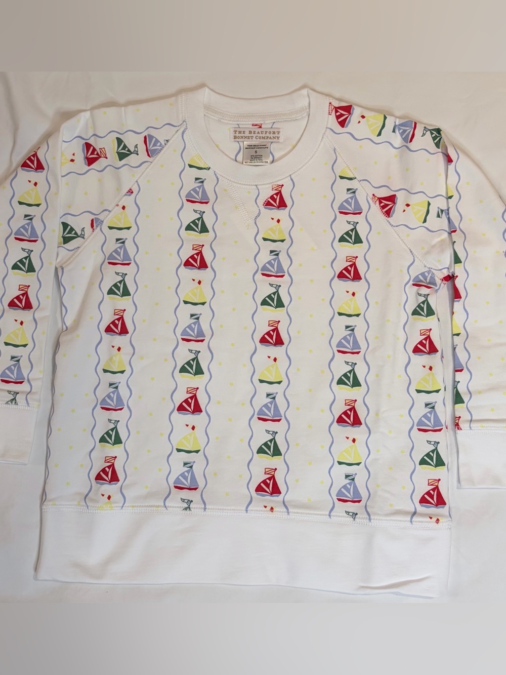 The Beaufort Bonnet Co Cassidy Comfy Sailboat Crewneck Boys Sz 5 NWT